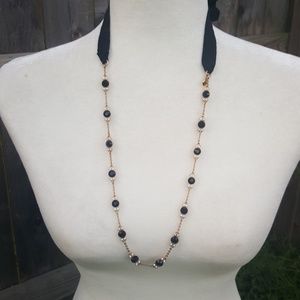 J. Crew Tie Back Black Gold Stations Necklace